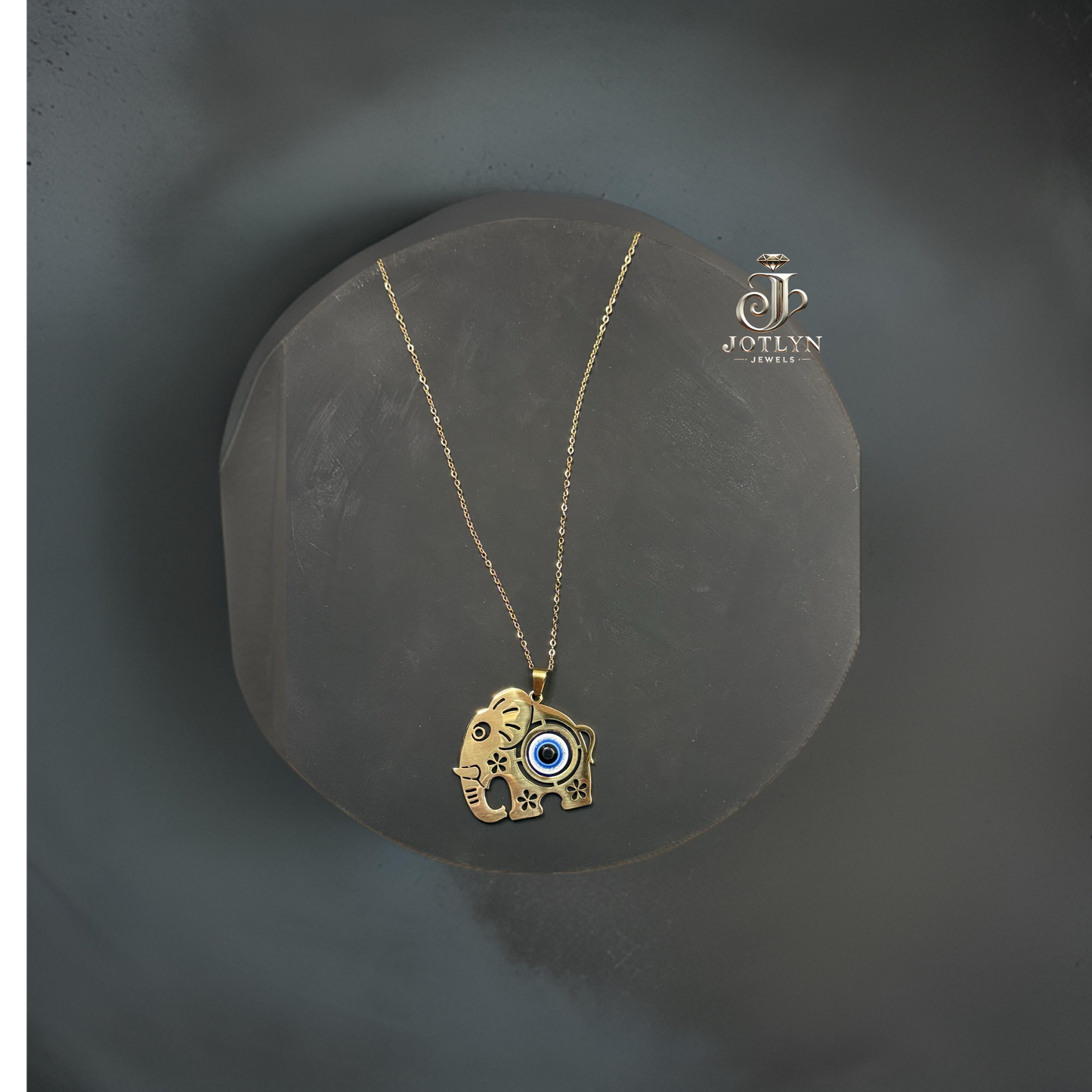 Evil Eye gold toned Elephant Necklace