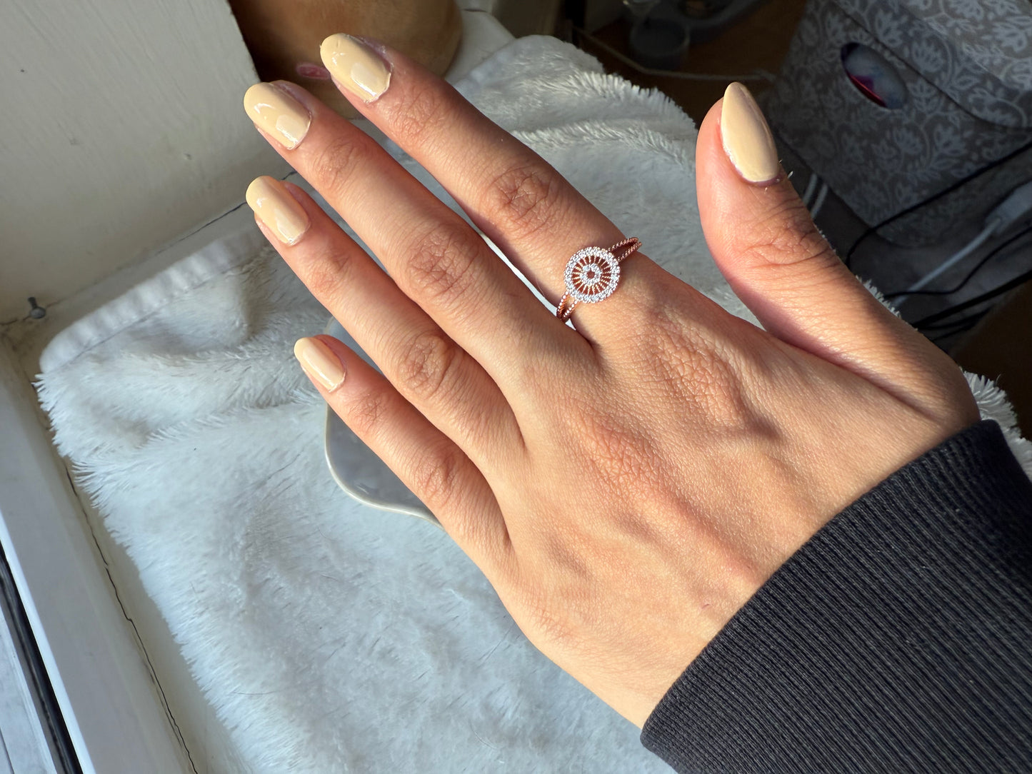 Round Rose Gold adjustable Ring