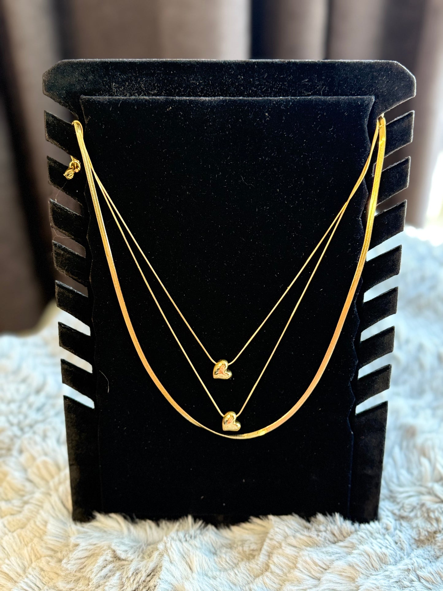 Double layered heartbeats necklace